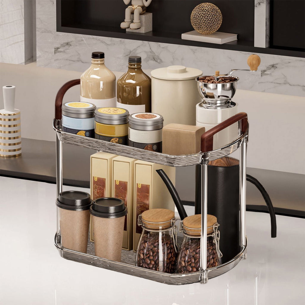 2-Tier Bathroom Organizer - Space Saving Shelf for Cosmetics, Toiletries and Kitchen Essentials - Image 5