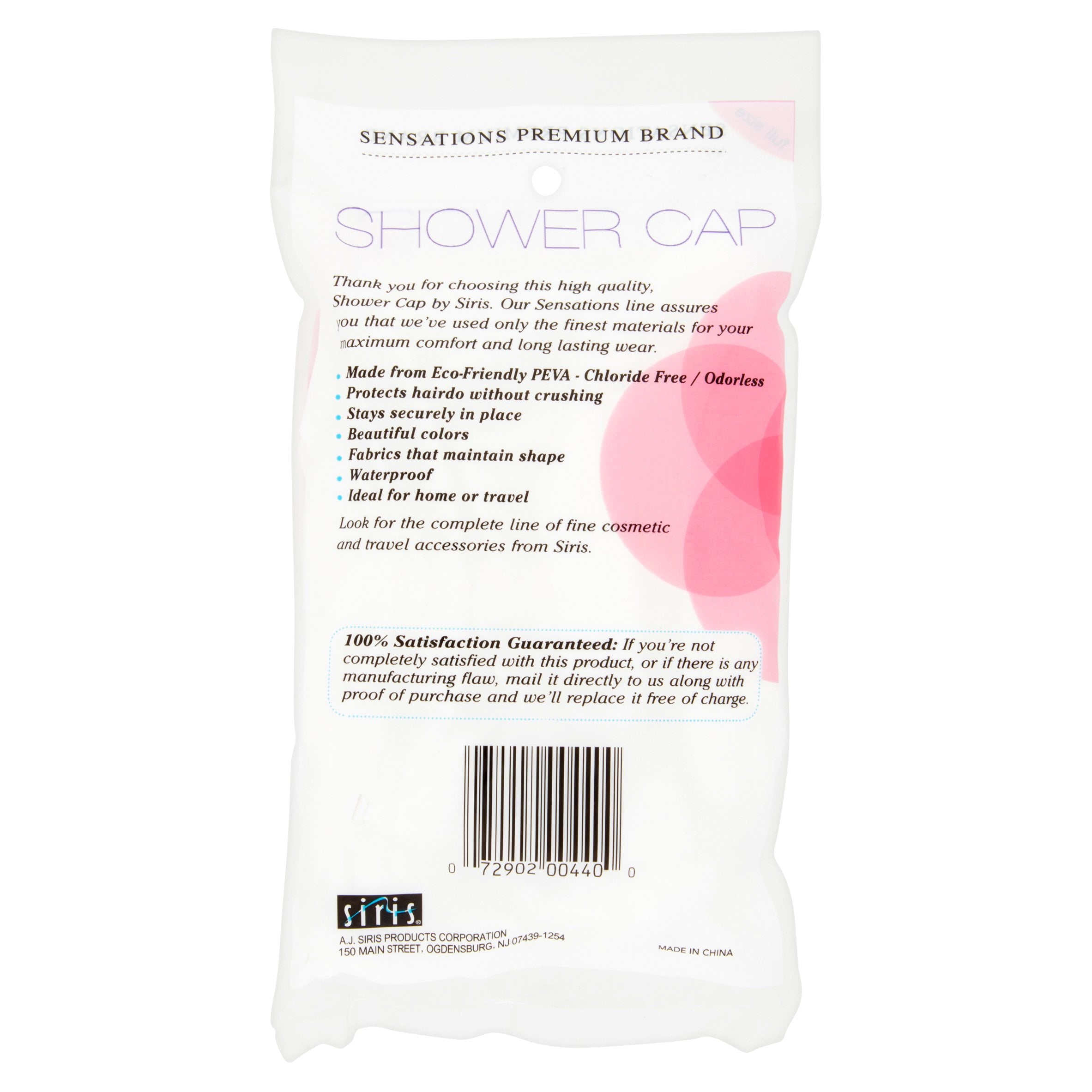 Siris Satin Lined Vinyl Shower Cap, Full Size, 1 Ea - Image 4