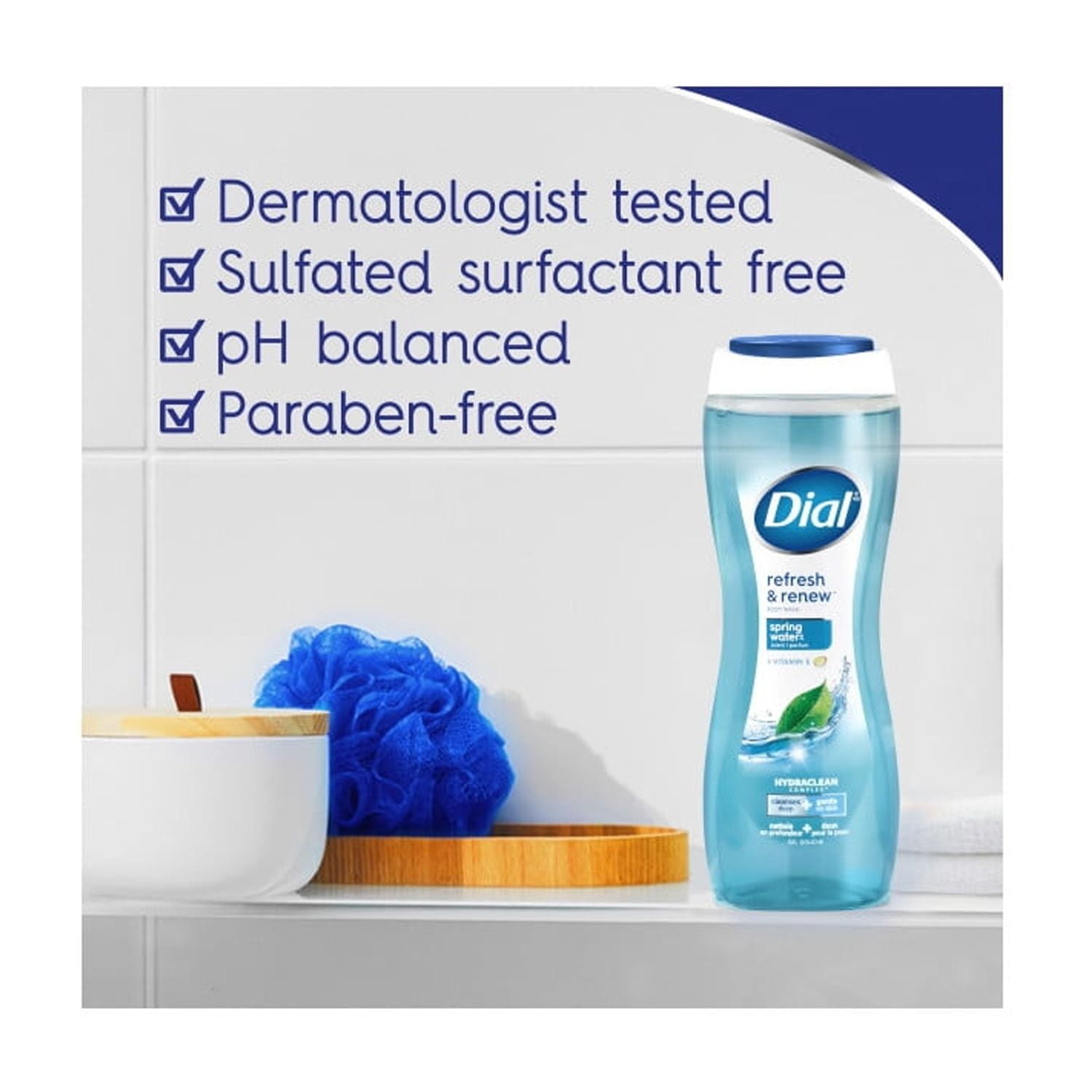 Dial Spring Water Body Wash, Refresh & Renew, Gentle on All Skin Types, 3 fl oz - Image 3