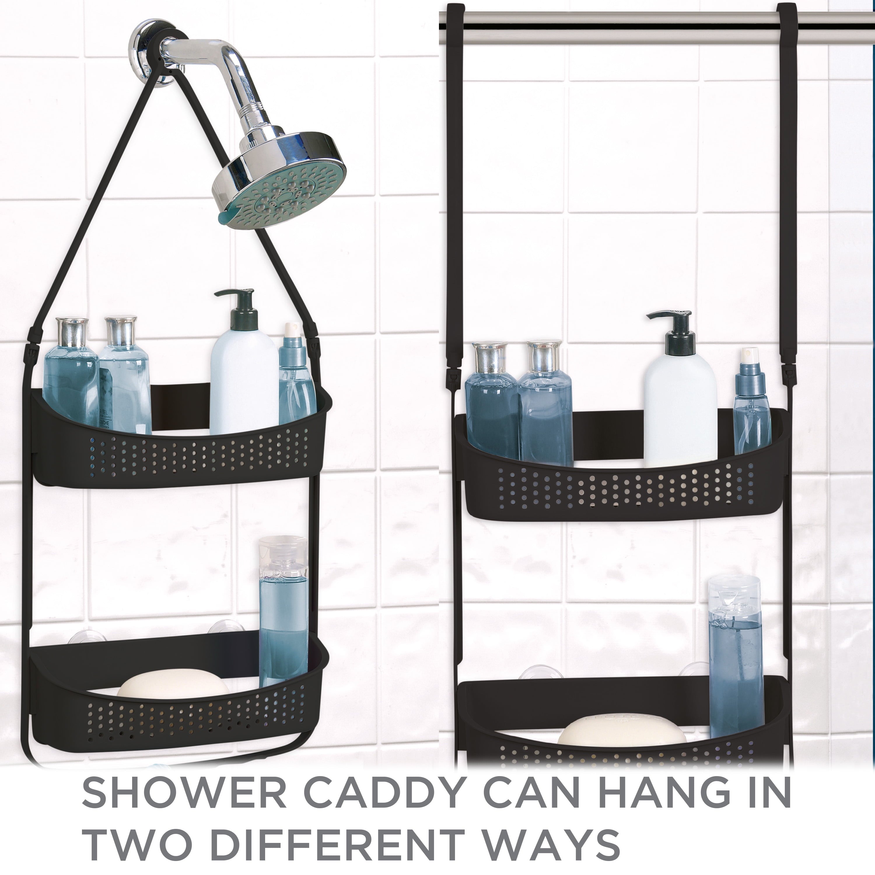 Bath Bliss 2 Way Convertible Shower Caddy, Matte Black - Image 4