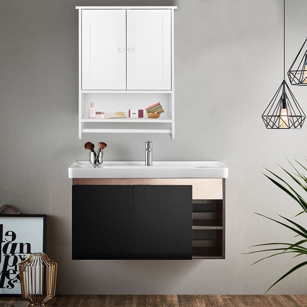 Bathroom Wall Cabinet, Wall Mounted Over the Toilet Storage Cabinet Organizer with Double Doors, 1 Adjustable Shelf, ... - Image 5