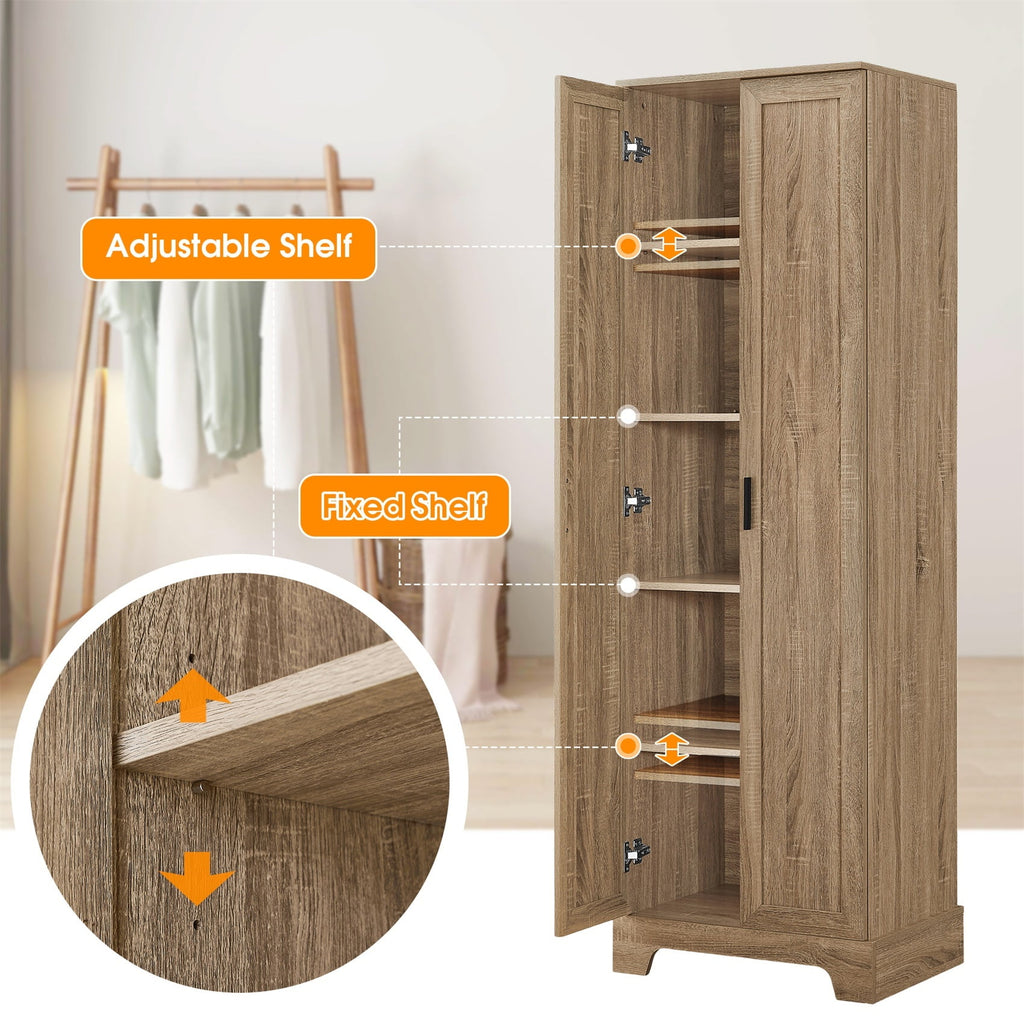 70" Cabinet with Adjustable Shelf, Freestanding Wooden Bathroom Cabinet for Bathroom Living Room Brown - Image 4
