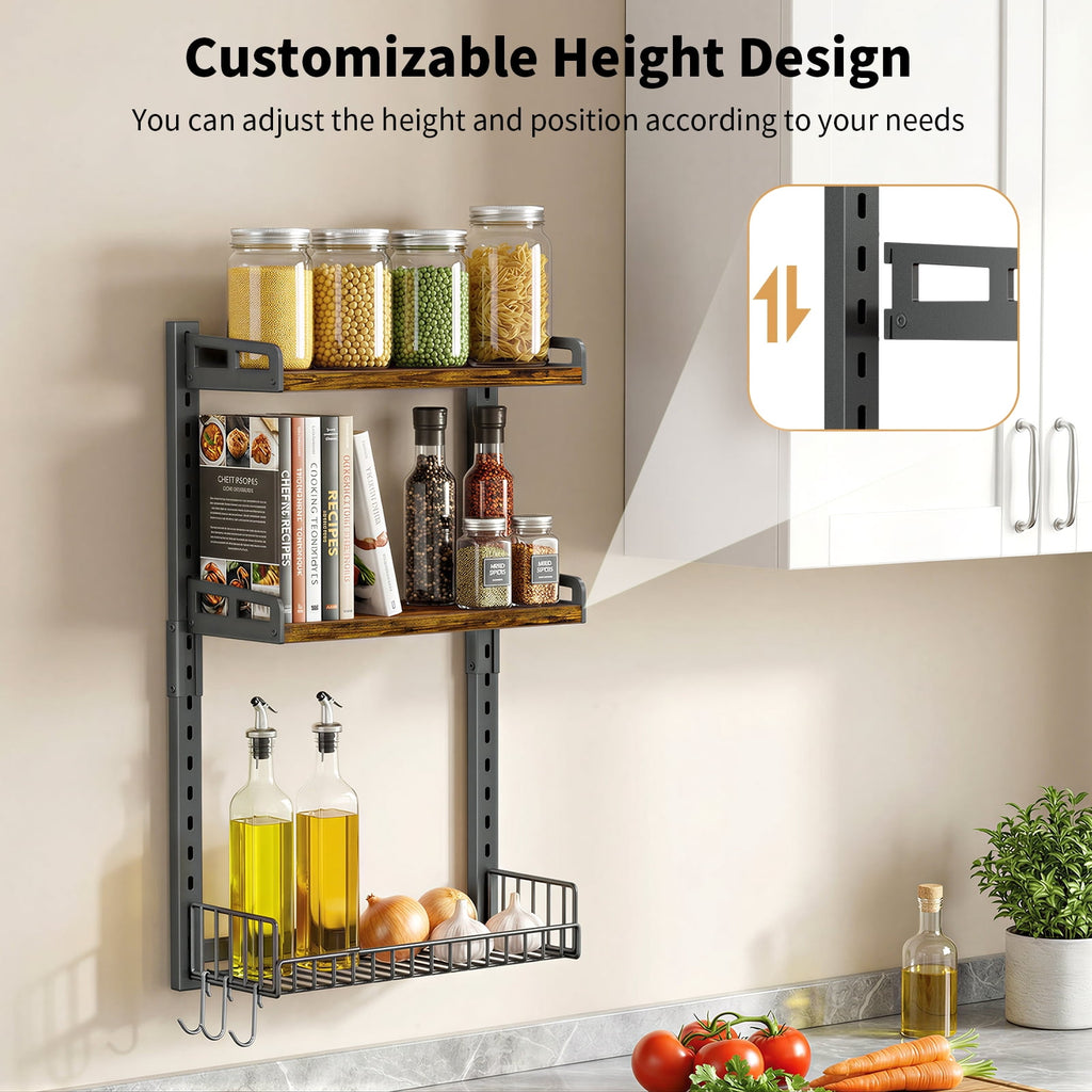 Biemlerfn 3-Tier Wall Mounted Storage Organizer Shelf, Space-Saving & Height-Adjustable Over The Toilet Storage Rack for Bathroom, Kitchen, - Image 3