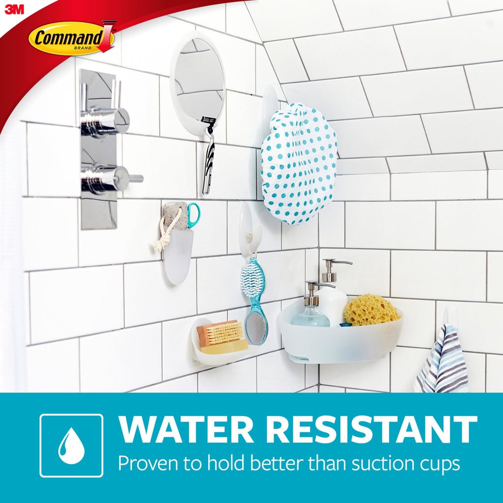 Command Shower Caddy, Frosted, Large, 1 Caddy, 4 Mounting Bases, 4 Large Strips/Pack - Image 6
