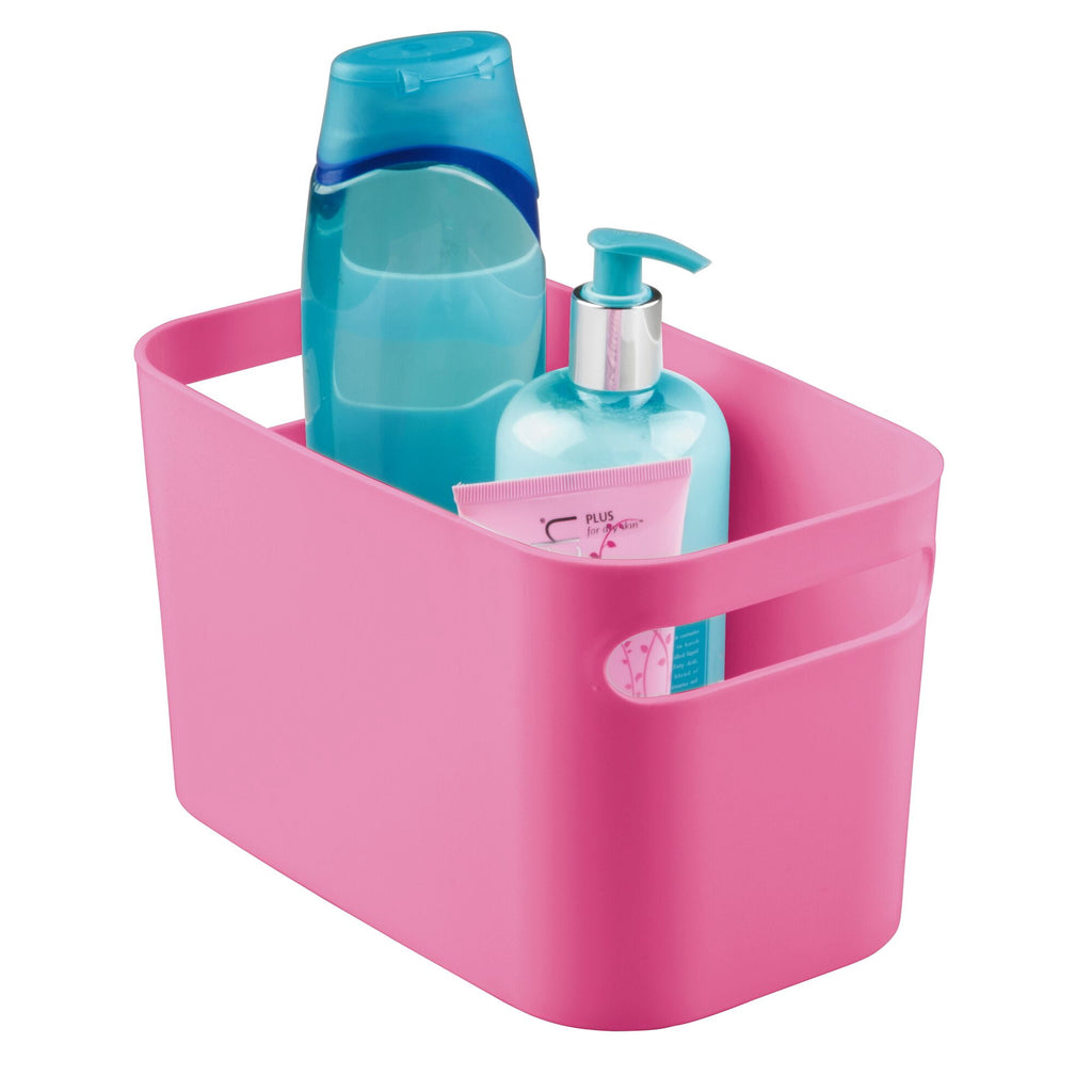 Plastic Bath Storage Bin with Handles, 10" Long, 4 Pack, Rose Pink - Image 4