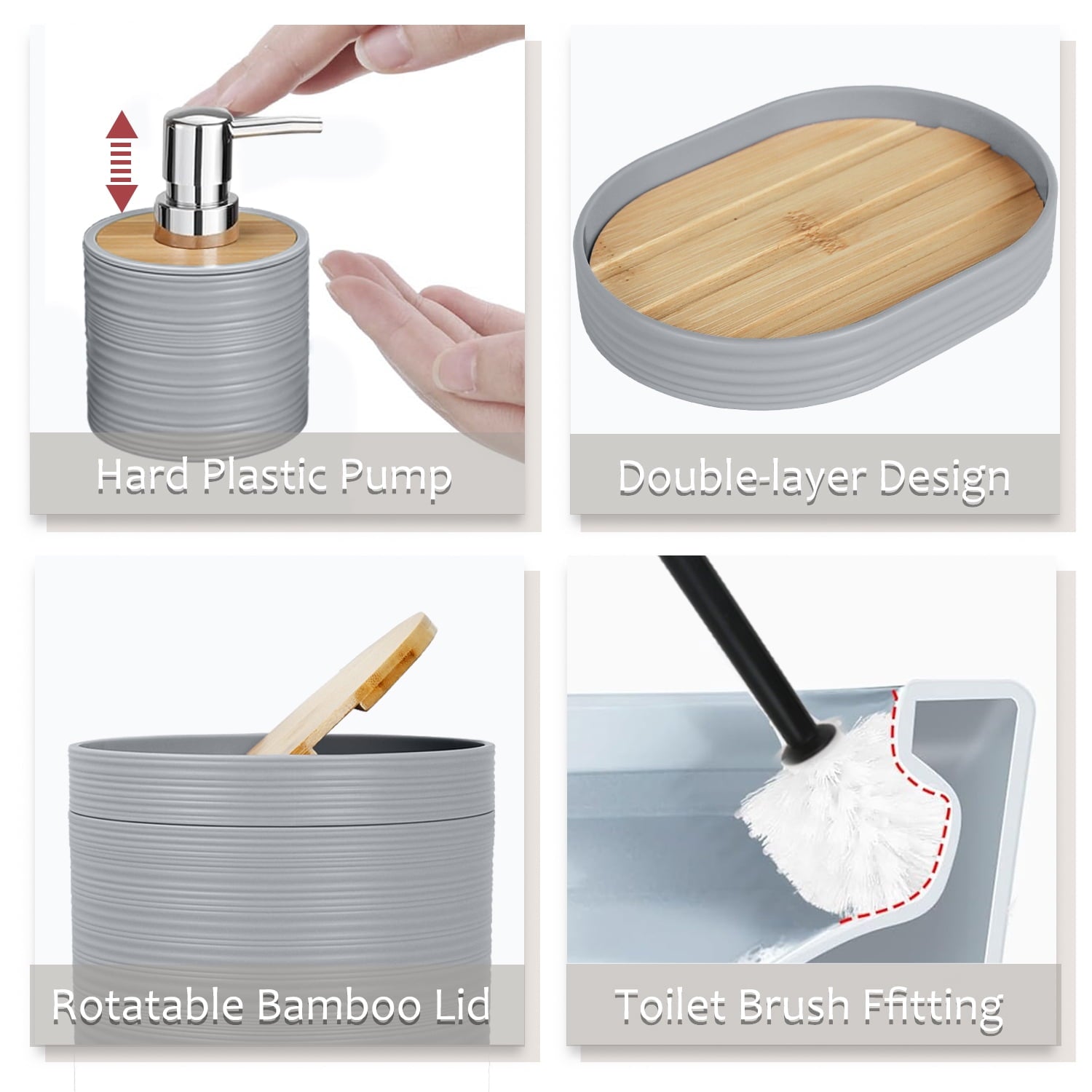 Bathroom Accessories Set 6 Pcs Bathroom Set Ensemble Complete Soap Dispenser Toothbrush Holder Tumbler Soap Dish Toil... - Image 5