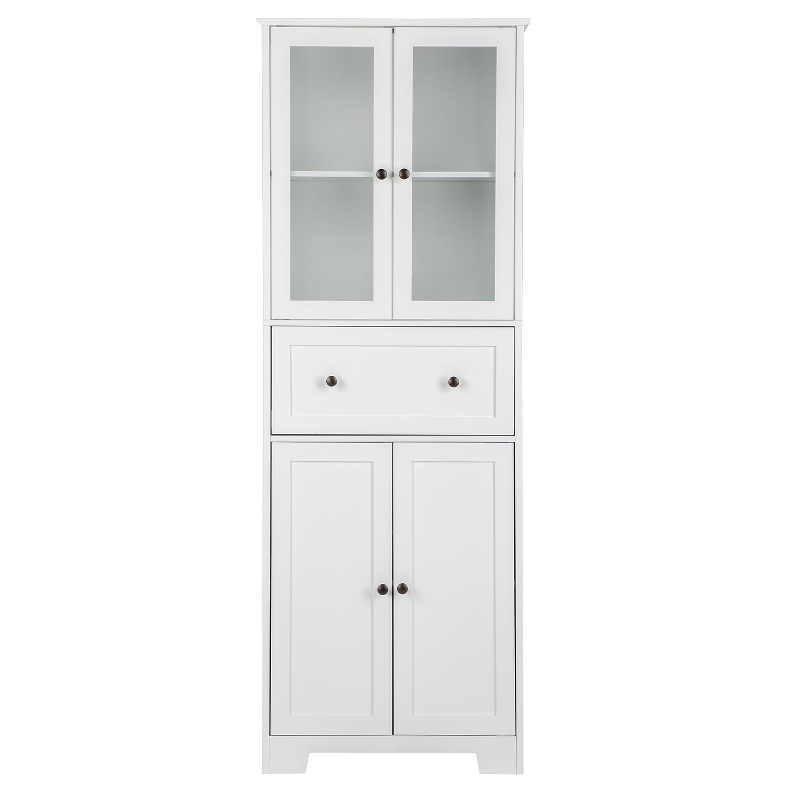 Bathroom Cabinet with 4 Doors 1 Drawer, Large Storage Organizer w/ 2 Adjustable Shelves for Office Living Room, White - Image 3