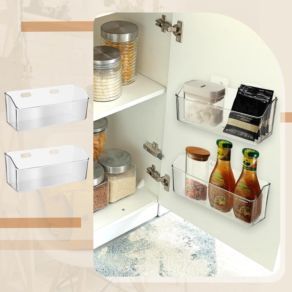 2 Pcs Wall Mounted Organizer Basket,Storage Organizer Bins,Self Adhesive Shower Caddy, Stackable Plastic Makeup Organ... - Image 5