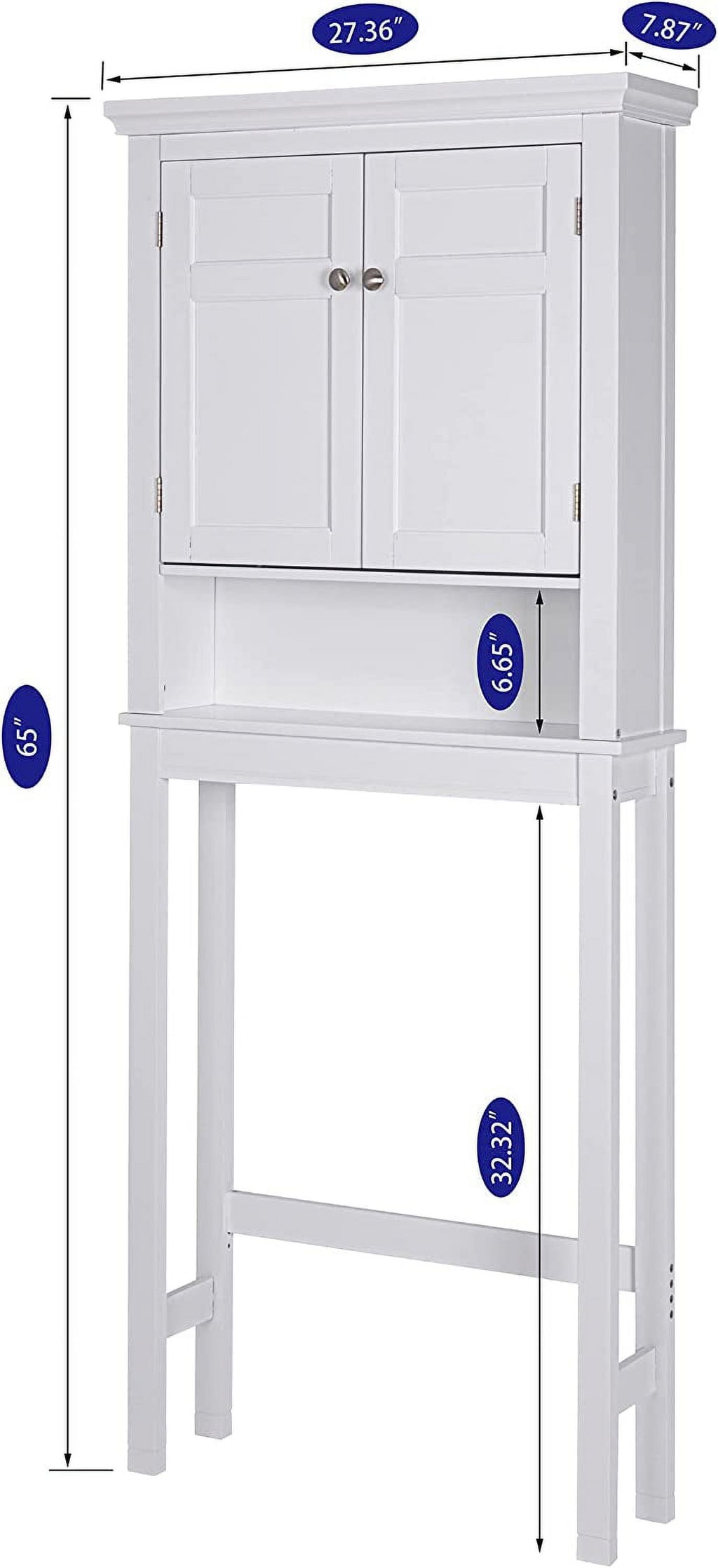 Cabinet with Adjustable Shelf, Space-Saving Bathroom Organizer, White - Image 4
