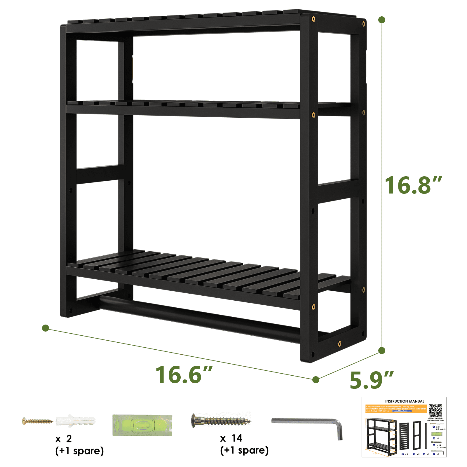 Bamworld Over the Toilet Storage Rack, 3 Tier Bathroom Organizer Shelf Over Toilet, Freestanding Space Saver Toilet Stands Floating Shelves - Image 5