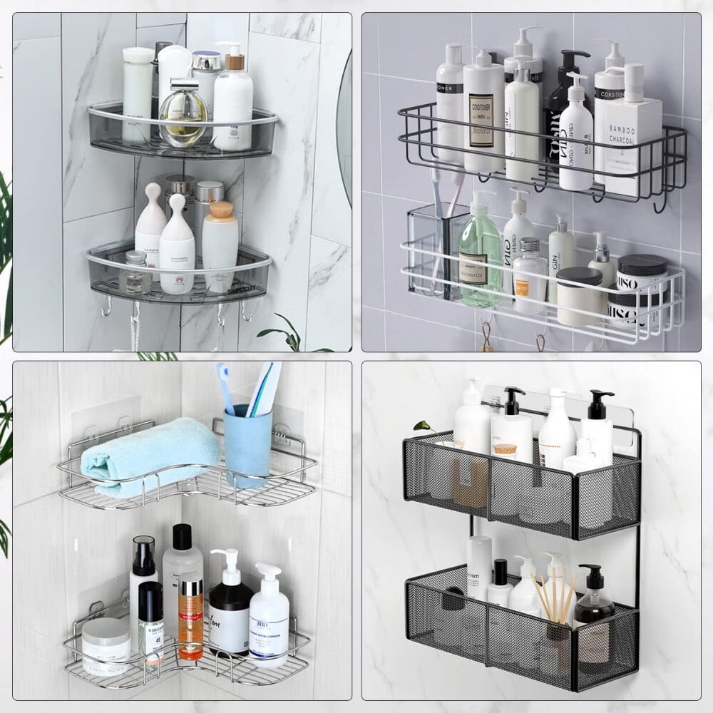 4 Pack Transparent Shower Caddy Adhesive for Replacement,No Drilling,Soap Holder,Bathroom Storage Shelves and Kitchen... - Image 3