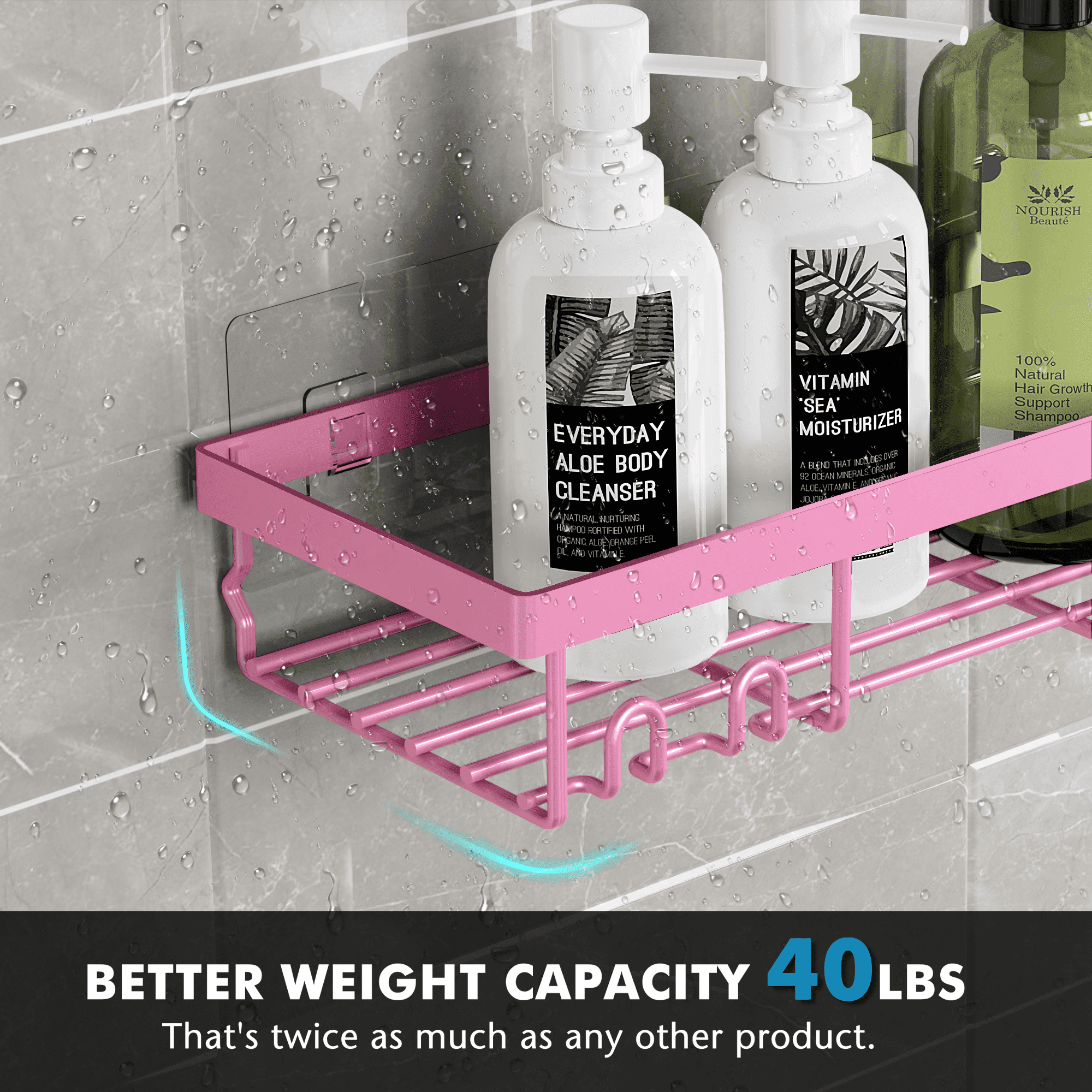 Adhesive Organizer, Hanging Suction Pink Shelves Rack, Inside Rack Holder, Bathroom Decor Organization Storage Access... - Image 6