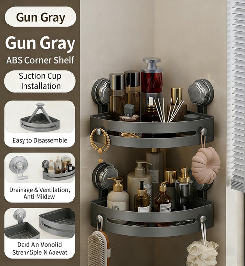 2-Tier Caddy with Powerful Suction Cups, No Drilling Bathroom Organizer, Removable Rustproof Waterproof Shelf for Spa...