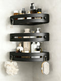 3-Tier Shower Corner Shelf, Adhesive and Screw Mount Bathroom Corner Shower Caddy Organizer, PP Material Hooks Space-...