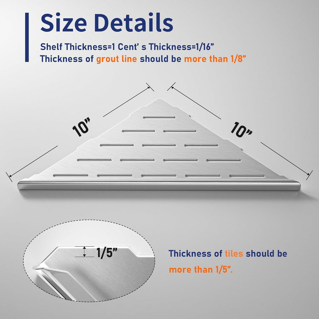 Shelf 10" Brushed 304 Stainless Steel Slot Design Recessed Grouted Shelf Bathroom Shelf Rack for Tiled Wall - Image 2