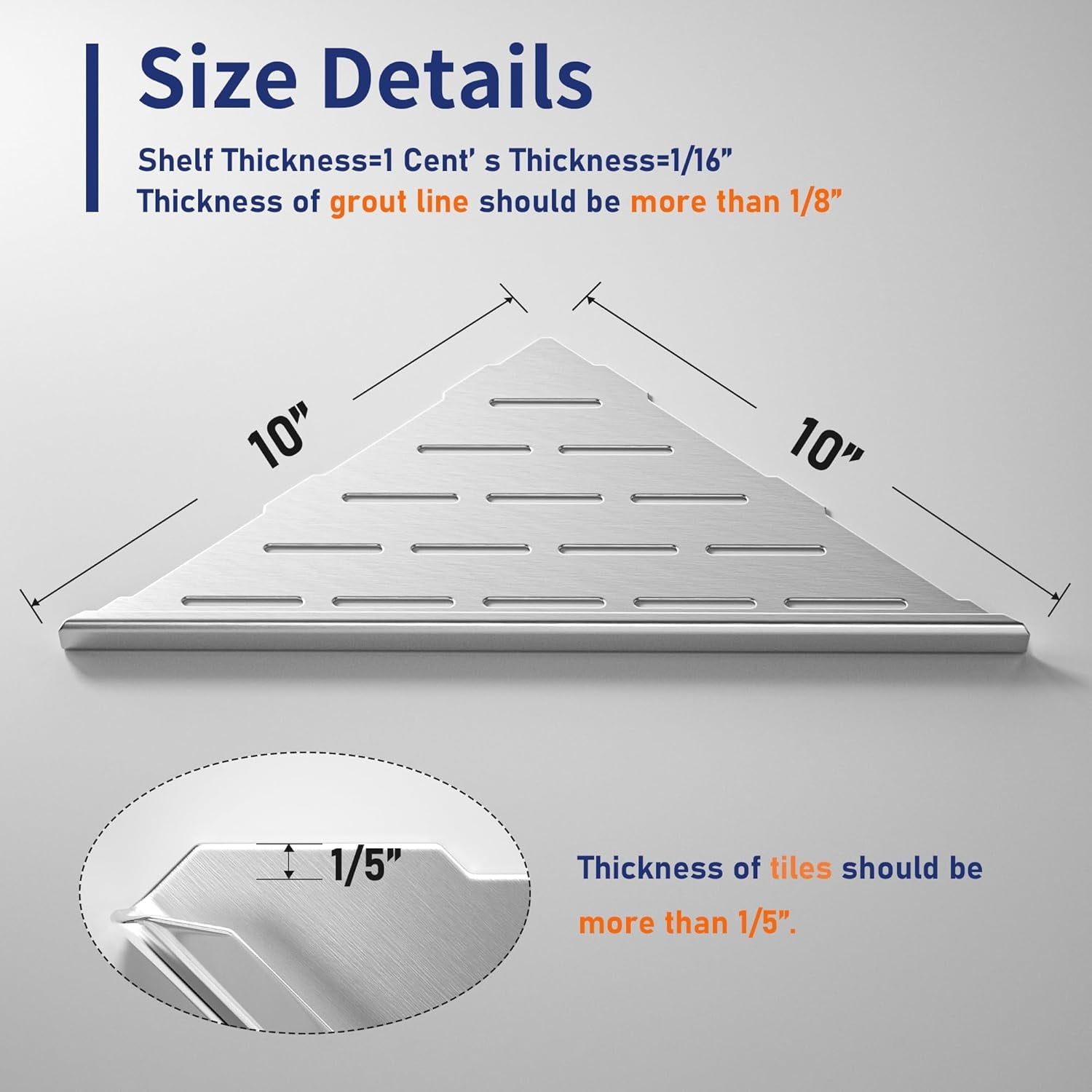 Shelf 10" Brushed 304 Stainless Steel Slot Design Recessed Grouted Shelf Bathroom Shelf Rack for Tiled Wall - Image 2
