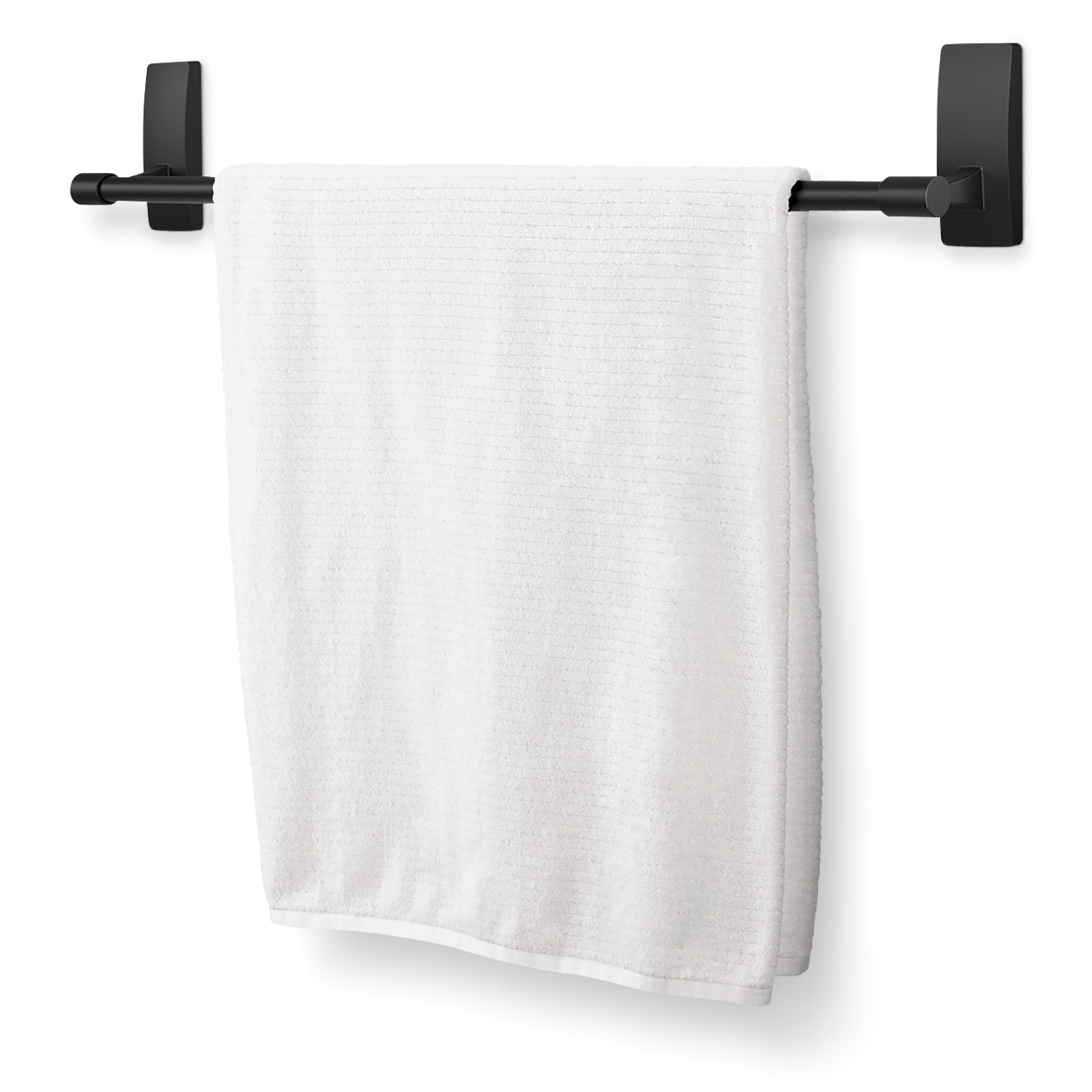 Black Towel Bar, Holds 10 lbs, 2 Large Strips - Image 5