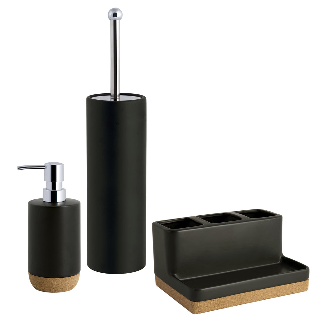 Better Homes & Gardens Matte Black and Cork Vanity Organizer with Tray and 3 Compartments - Image 5