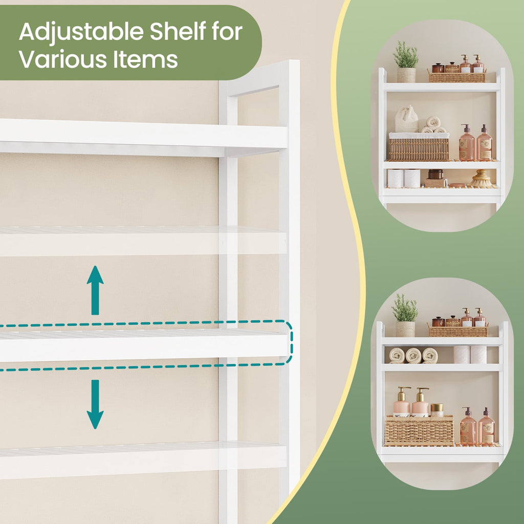 LEDREM Over The Toilet Storage Shelf, 3-Tier Bathroom Organizer Adjustable Saver Space Rack with Toilet Paper Holder,Cloud White - Image 5
