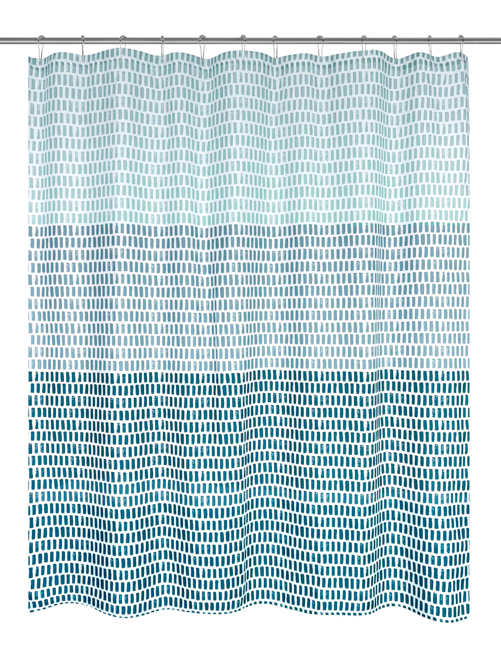 Mainstays 16-Piece Ombre Stripe Shower Curtain Bathroom Set  Blue Fabric Curtain with Rug, Hooks, Soap Dispenser & Tray - Image 4