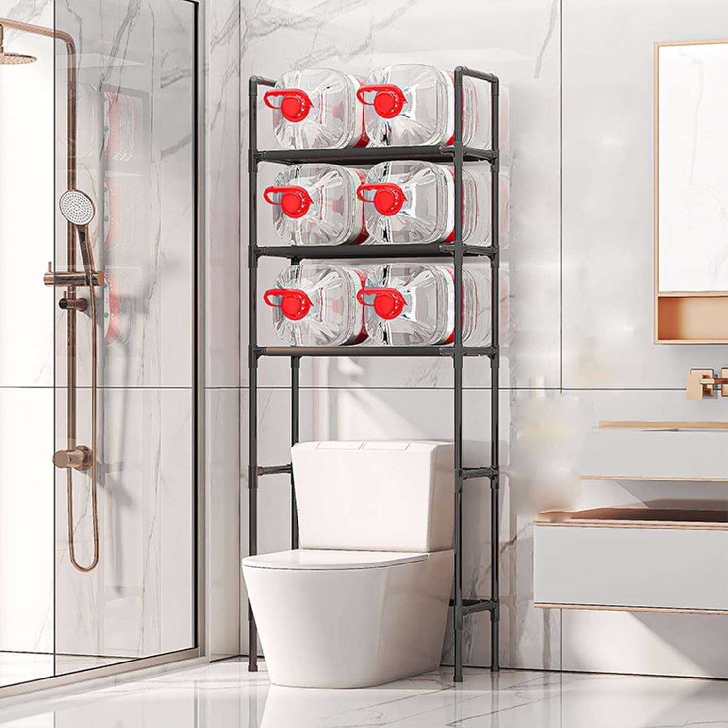 3-Tier the Toilet Plastic Storage Rack – Freestanding Metal Bathroom Organizer Shelf for Bath, Laundry Above-Toilet S... - Image 5