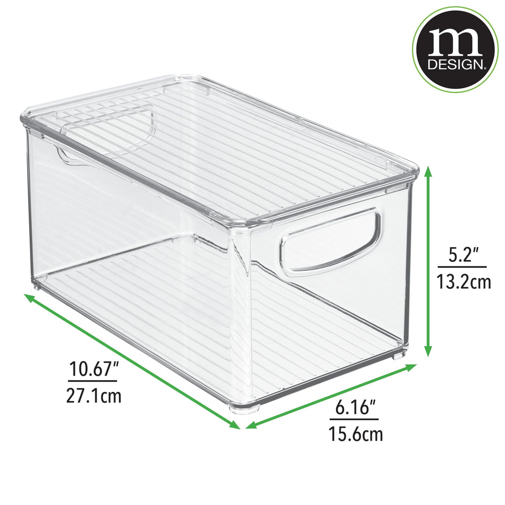 Plastic Bathroom Storage Box, Lid, Built-In Handles, 2 Pack, Clear - Image 3