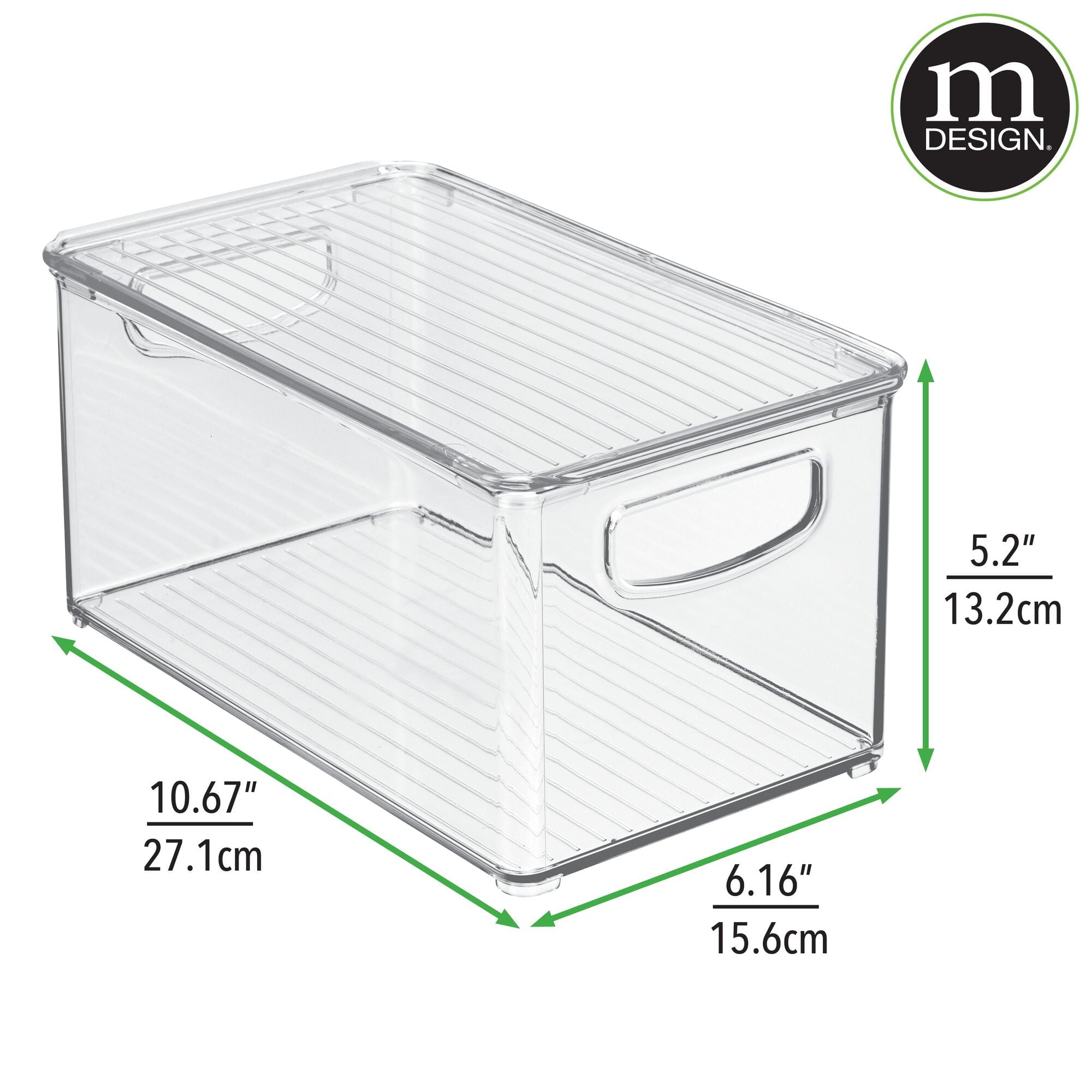 Plastic Bathroom Storage Box, Lid, Built-In Handles, 2 Pack, Clear - Image 3