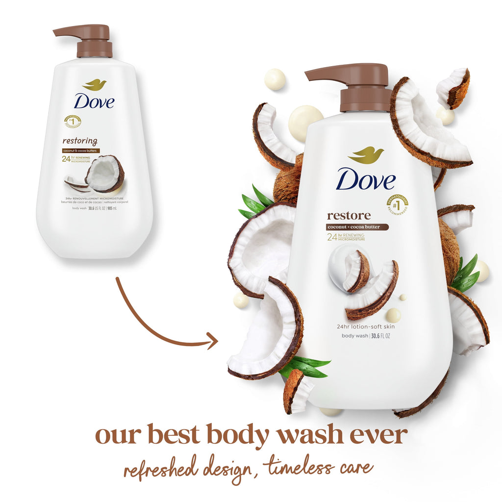 Body Wash for Women Coconut & Cocoa Butter, 30.6 oz with Pump - Image 3