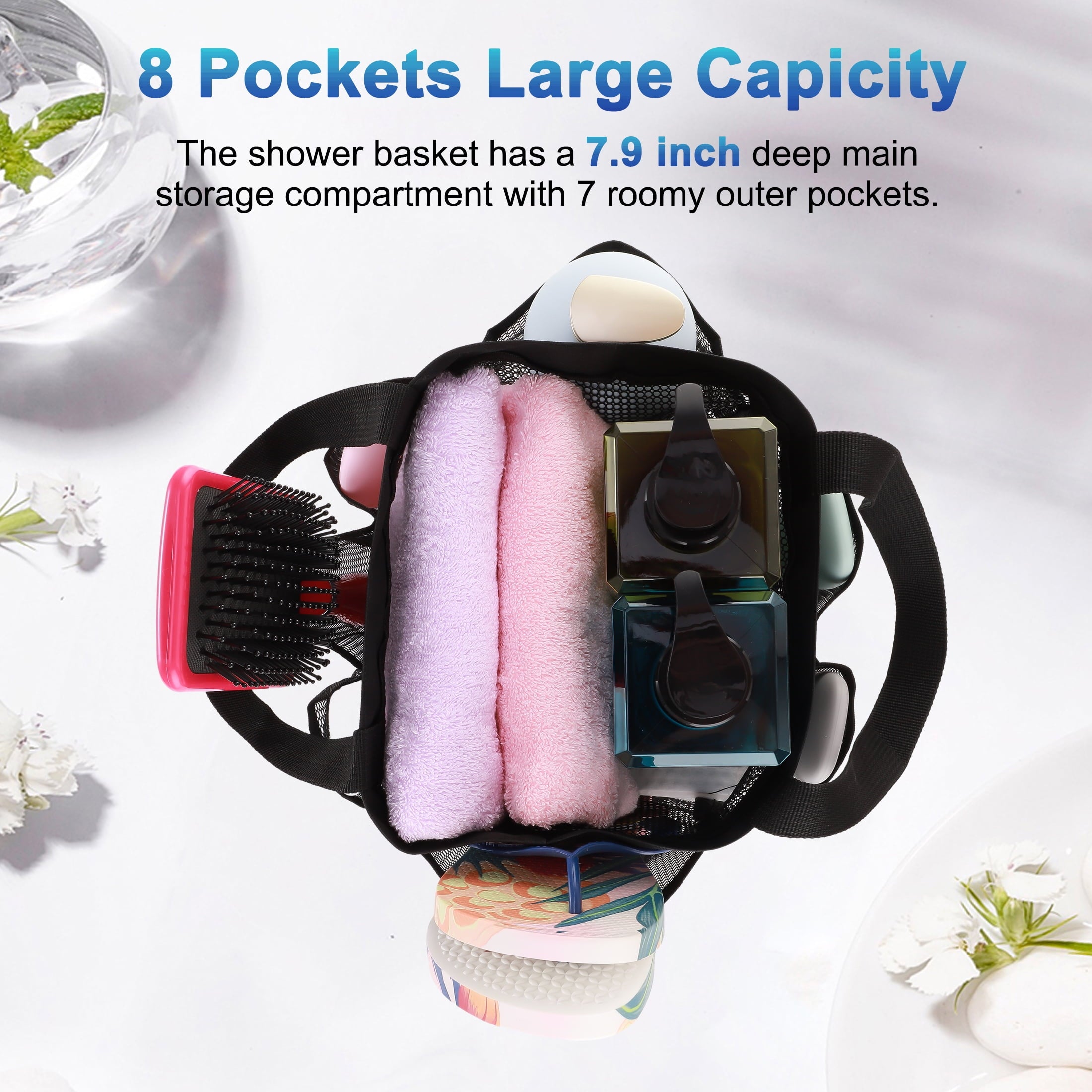 Shower Caddy Portable Tote Bag for College Dorm Essentials, Bathroom, Gym, Camp, Travel, Hanging Caddy Basket, Quick ... - Image 2