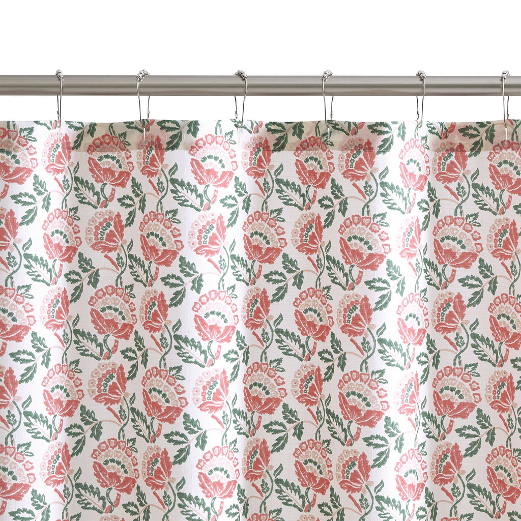 13 Piece Shower Curtain and Hook Set, 72 x 72, Coral - Image 3