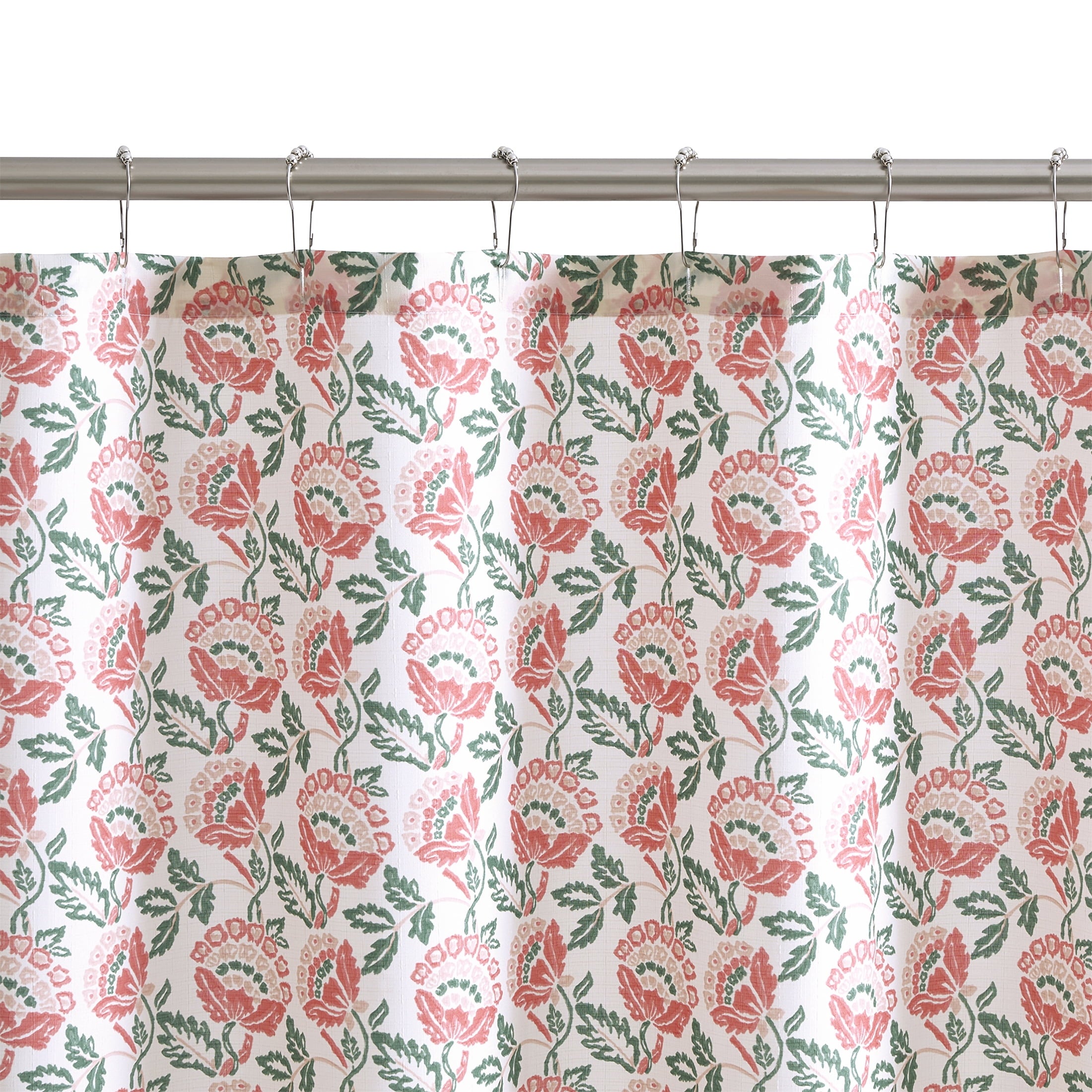13 Piece Shower Curtain and Hook Set, 72 x 72, Coral - Image 3
