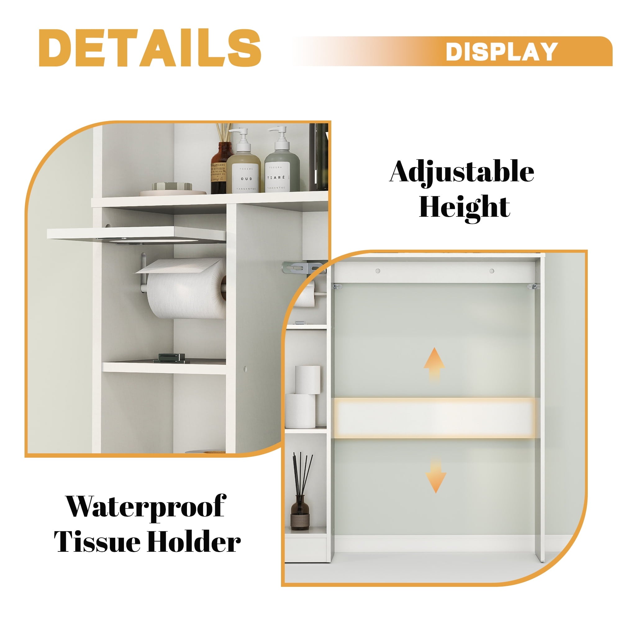 OMOCCUIT Over The Toilet Storage Cabinet with Toilet Paper Holder Stand, Farmhouse Storage Cabinet Over Toilet with Barn Door, Home Space-Sa - Image 5