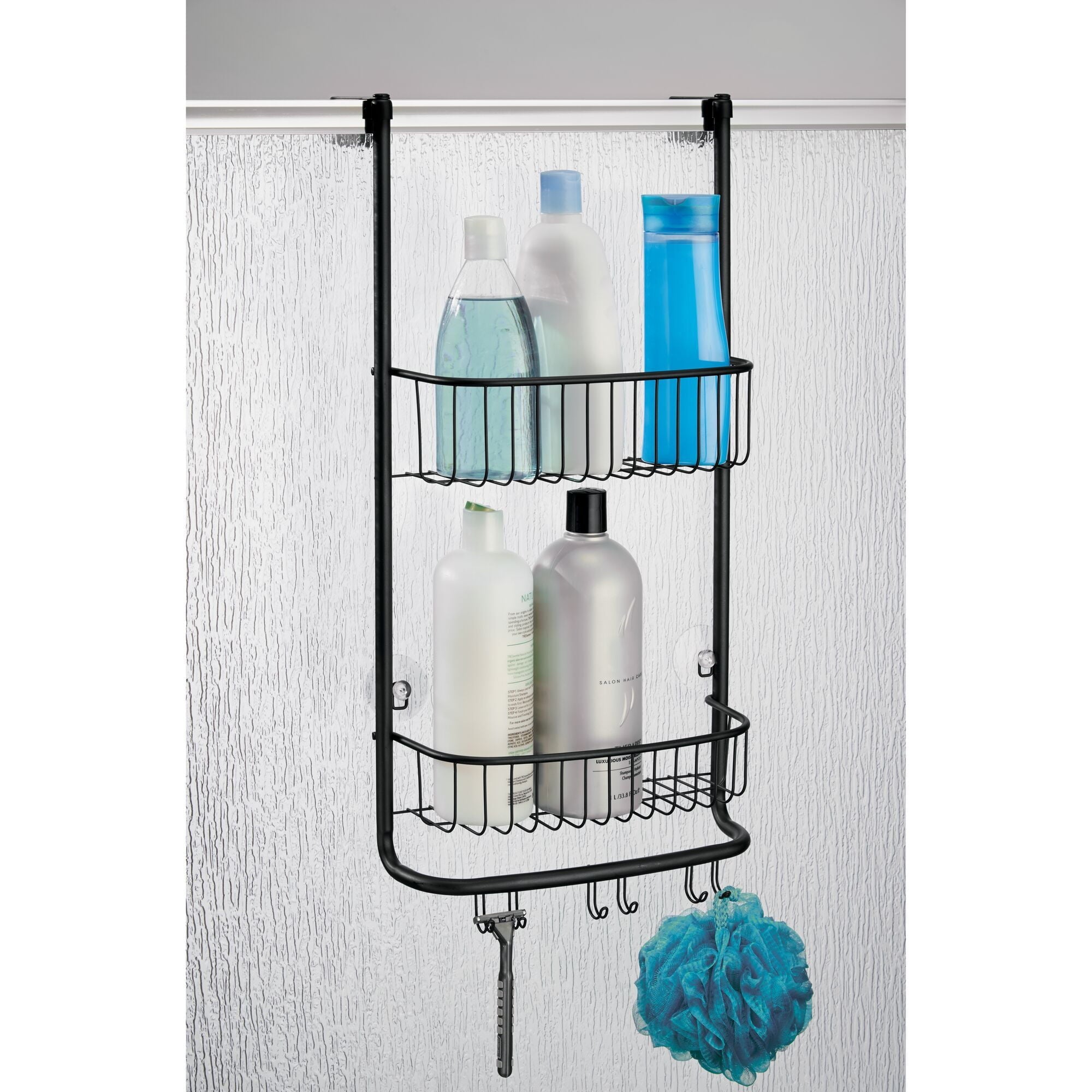 iDesign Forma Over the Door Shower Caddy, Matte Black - Image 5