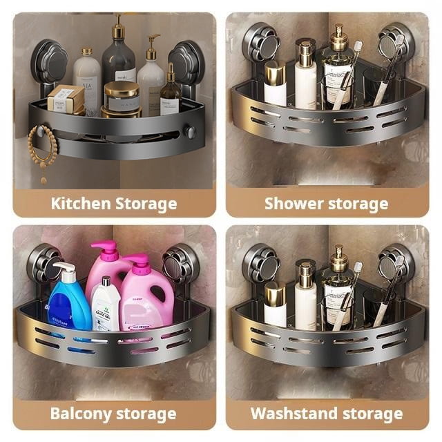 2-Tier Caddy with Powerful Suction Cups, No Drilling Bathroom Organizer, Removable Rustproof Waterproof Shelf for Spa... - Image 5