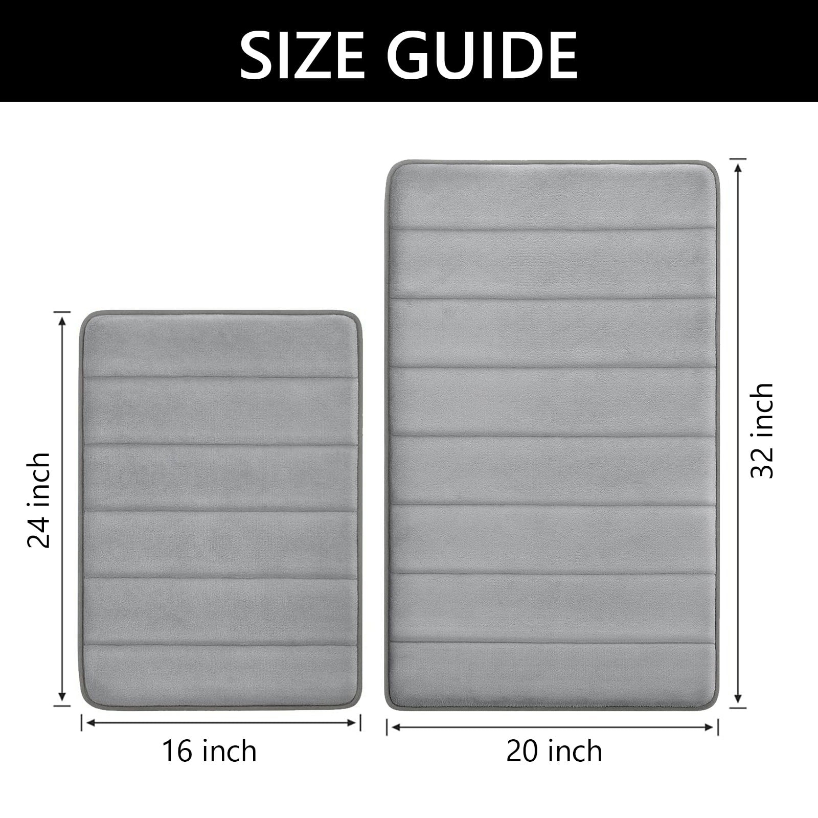 Bathroom Rug Set 2 Piece 16 x 24 and 20 x 32 inch Bathroom Mats and Rugs Sets for Washroom Toilet Gray - Image 4