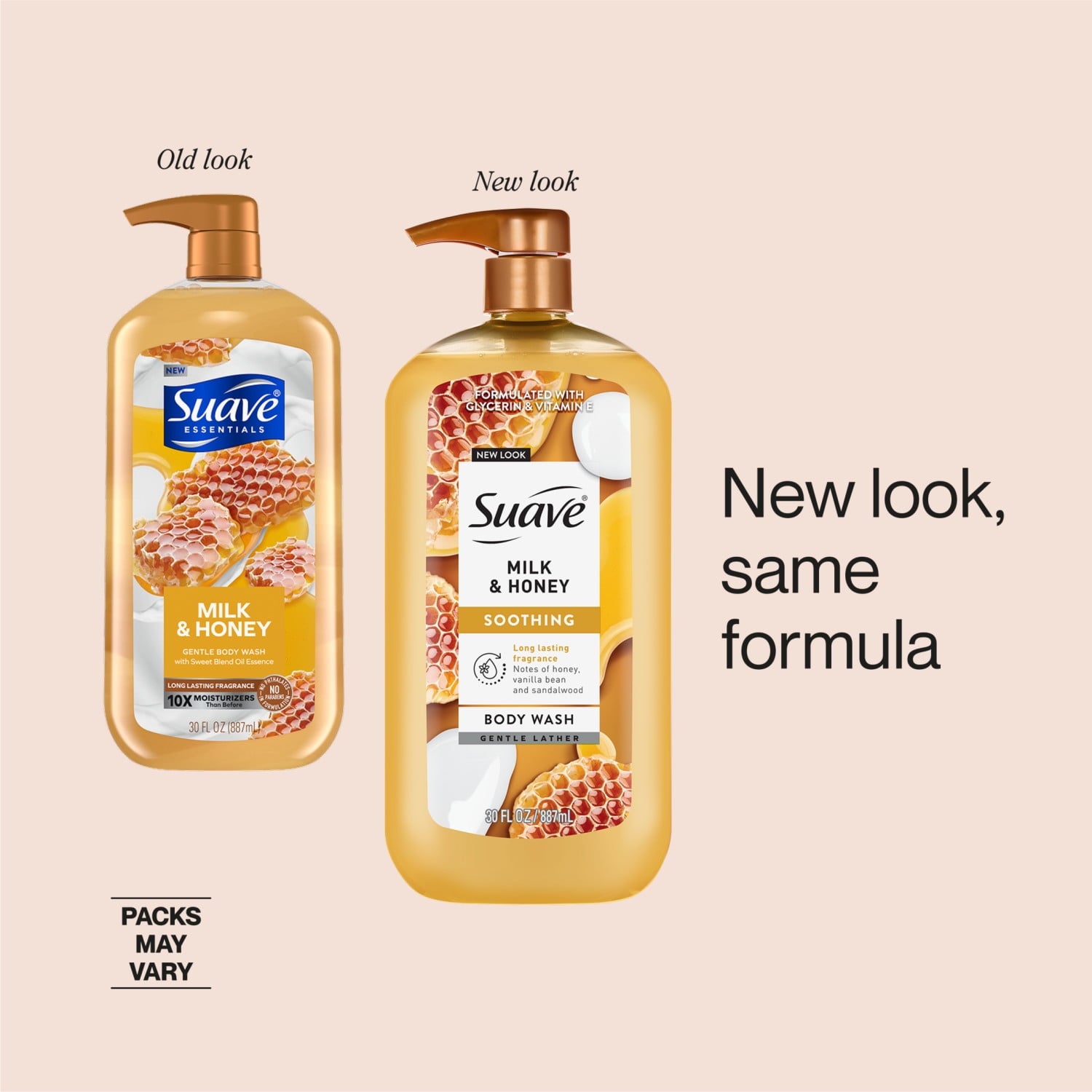 & Honey Moisturizing Body Wash with Glycerin & Vitamin E, 30 FL OZ Pump - Image 3