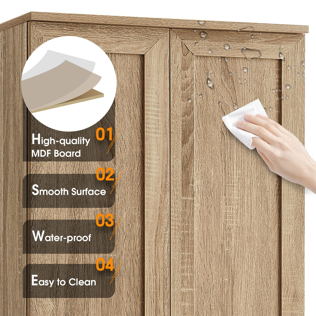 70" Cabinet with Adjustable Shelf, Freestanding Wooden Bathroom Cabinet for Bathroom Living Room Brown - Image 5