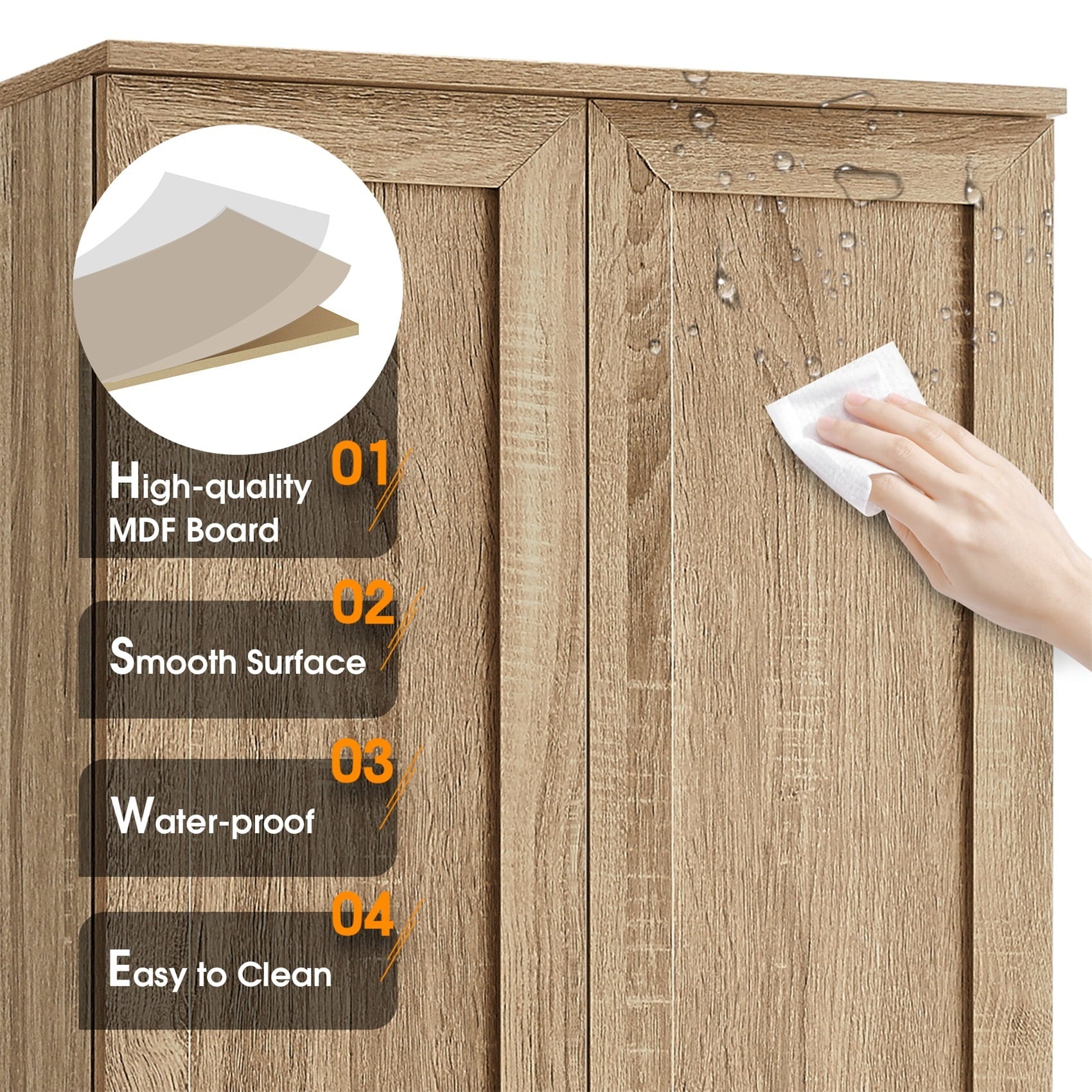 70" Cabinet with Adjustable Shelf, Freestanding Wooden Bathroom Cabinet for Bathroom Living Room Brown - Image 5