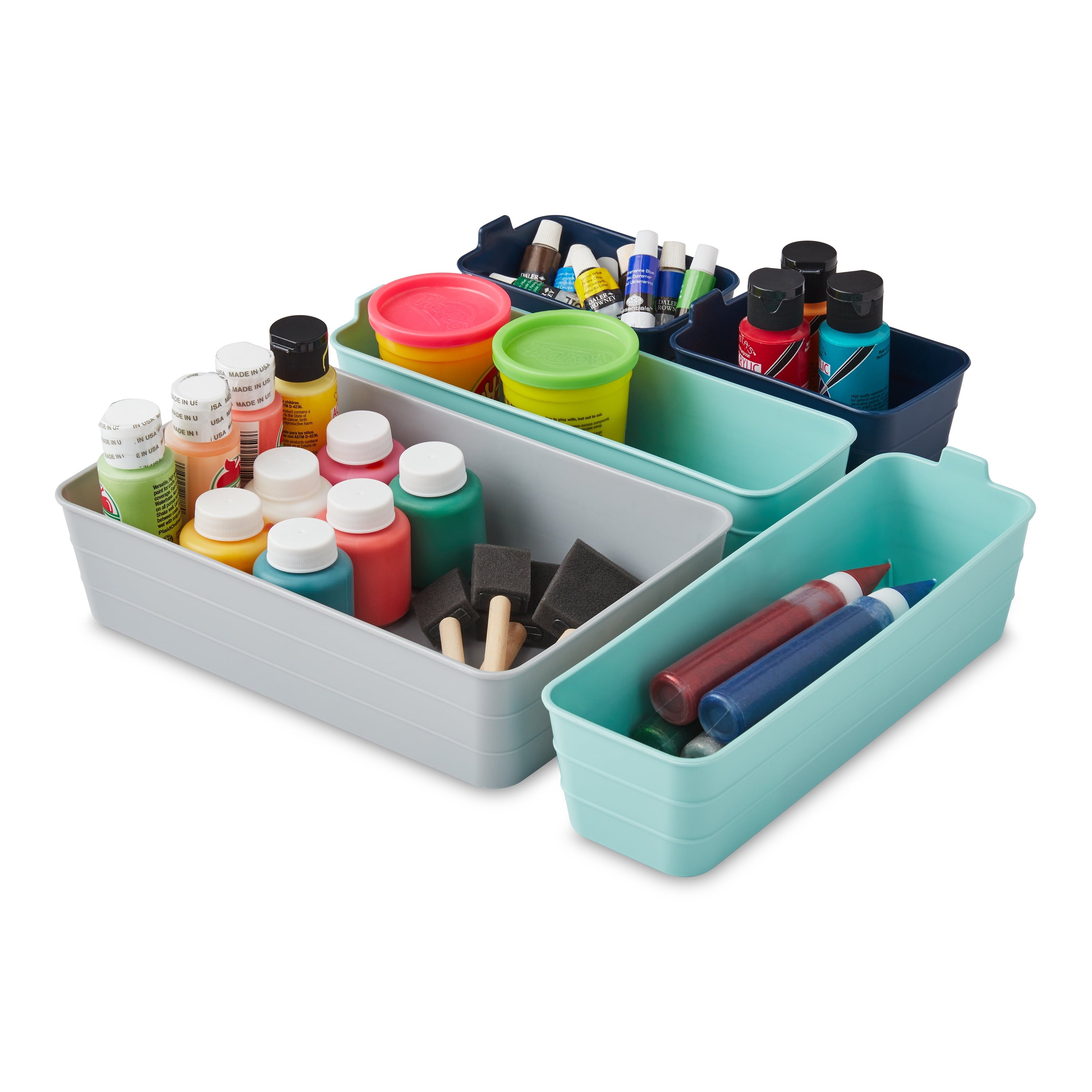 5-Piece Plastic Drawer Organizer Storage Bin Set, Kitchen Drawer, Desk Drawer and Bathroom Drawer Organizer Trays, As... - Image 5