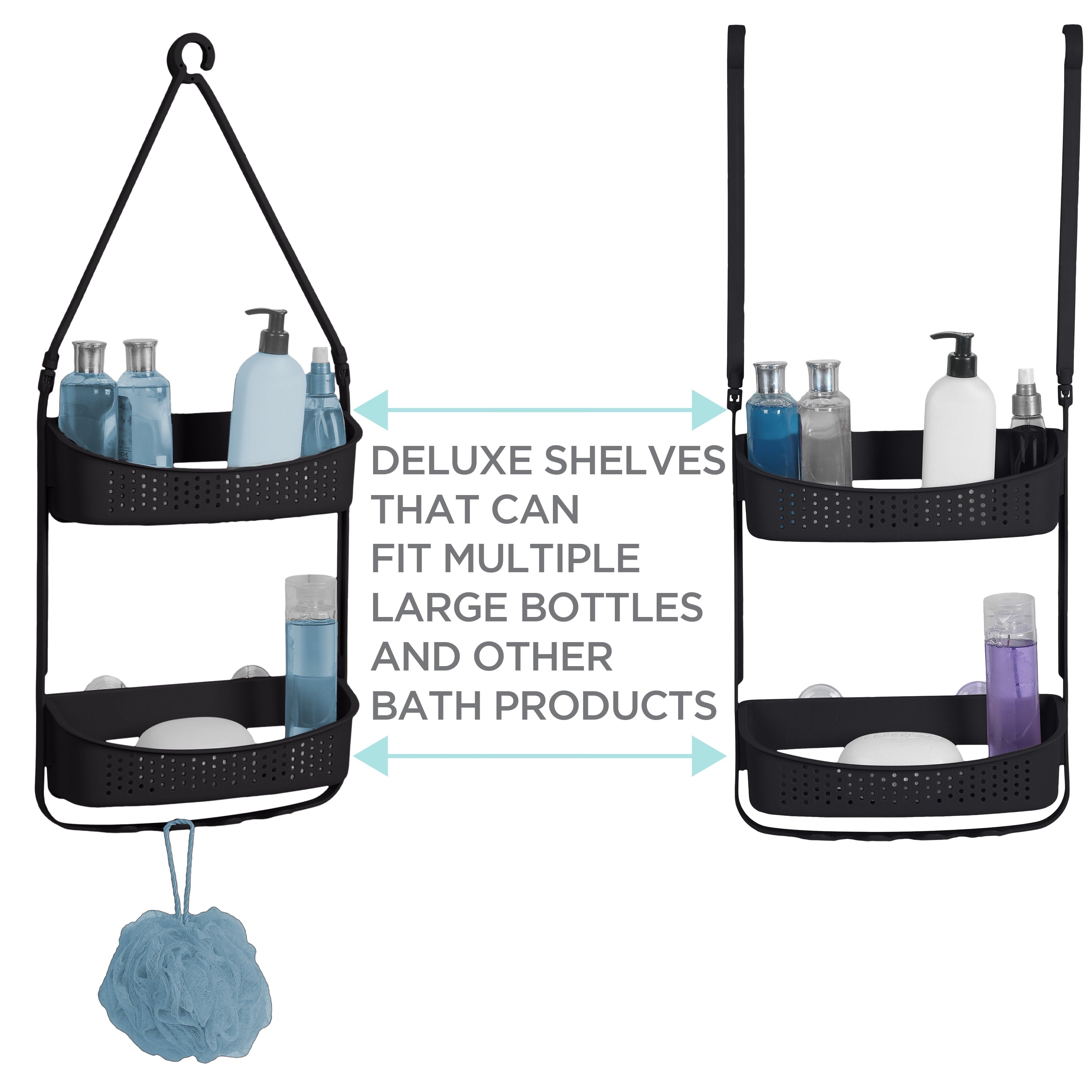 Bath Bliss 2 Way Convertible Shower Caddy, Matte Black - Image 3