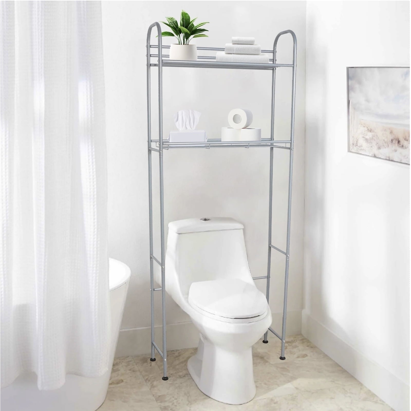 SUSUZI 2 Tier Over The Toilet Rack   Space Saver Over the Toilet Storage Unit - Image 2