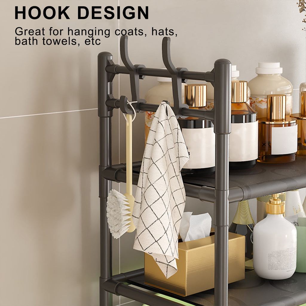 Over the Toilet Storage Cabinet Rack 3 Tier Bathroom Organizers and Storage with Hooks - Image 4