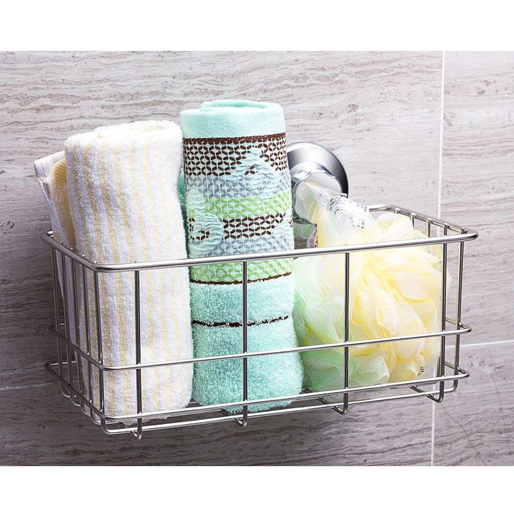 Bath Wall Shelf Organizer , Deep Bathroom Basket Suction Cup Large Kitchen Storage Basket for Gel Holder Bathroom Sto... - Image 6