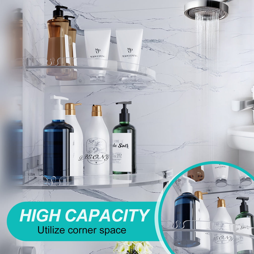 Shower Shelves,Adhesive Shower Caddy Organizer for Bathroom Storage Home Decor,Clear, Rustproof, No Drilling Bathroom... - Image 4