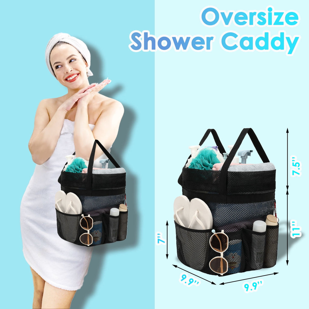 Fammart Mesh Shower Caddy Portable with Drawstring and 7 Deeper Pockets for College Dorm Essentials, Hanging Shower Caddy Basket,Quick-Dry S - Image 5