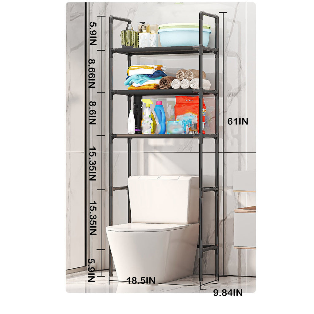 The Toilet Rack 3 Tier Bathroom Shelf Toilet Storage Organizer Freestanding above Toilet Storage Rack with Metal Fram... - Image 6