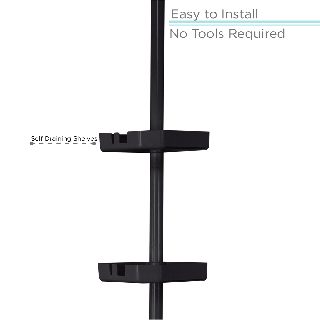 Bath Bliss 4 Shelf Tension Plastic Corner Shower Organizer Caddy in Matte Black - Image 4