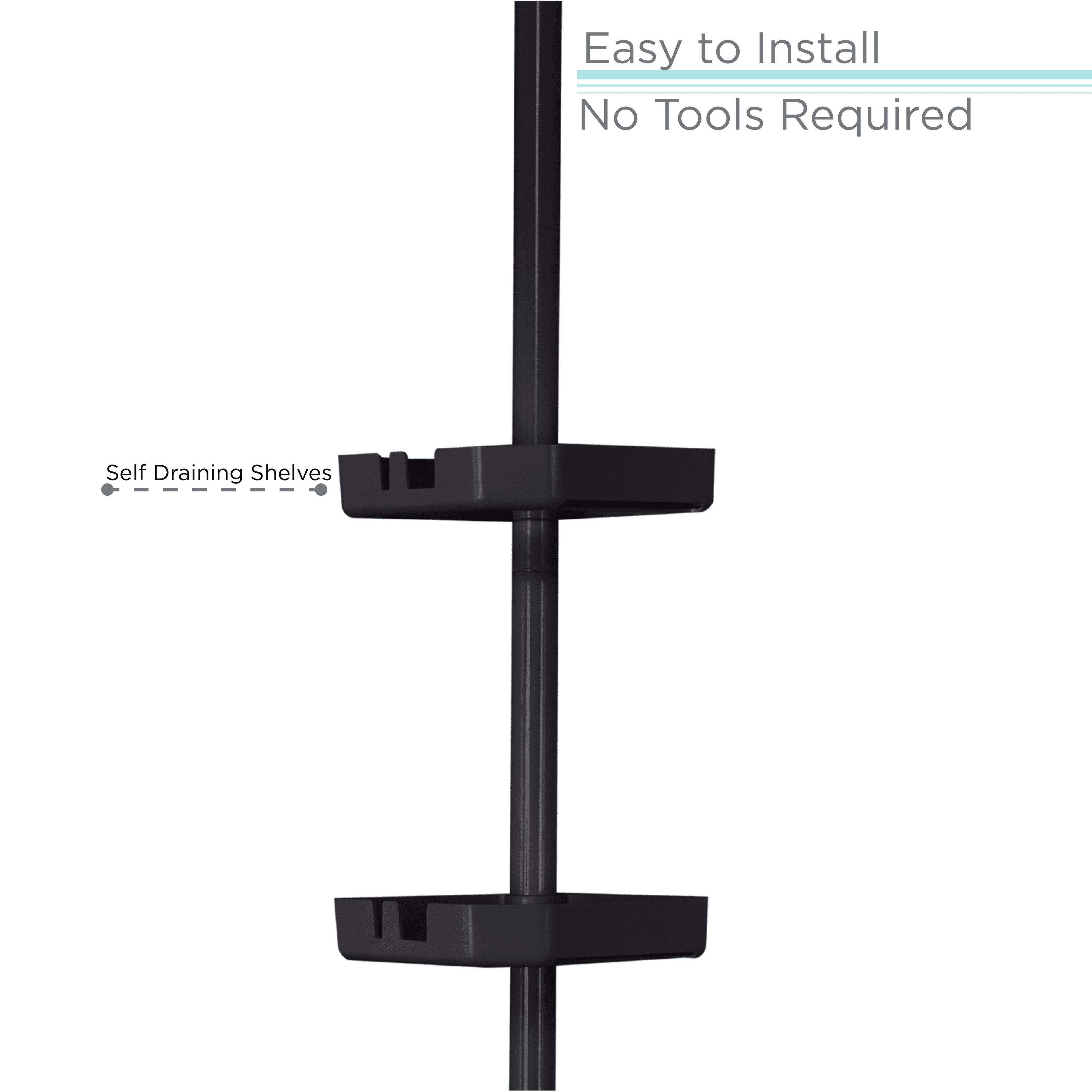 Bath Bliss 4 Shelf Tension Plastic Corner Shower Organizer Caddy in Matte Black - Image 4