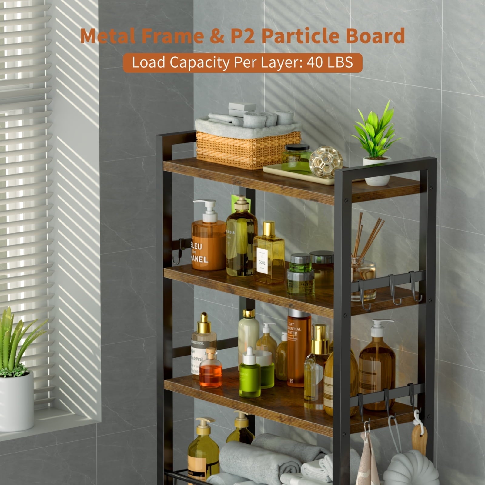 The Toilet Storage Shelf, 4-Tier Freestanding Bathroom Organizers and Storage, above Toilet Space Saver Rack with Adj... - Image 5