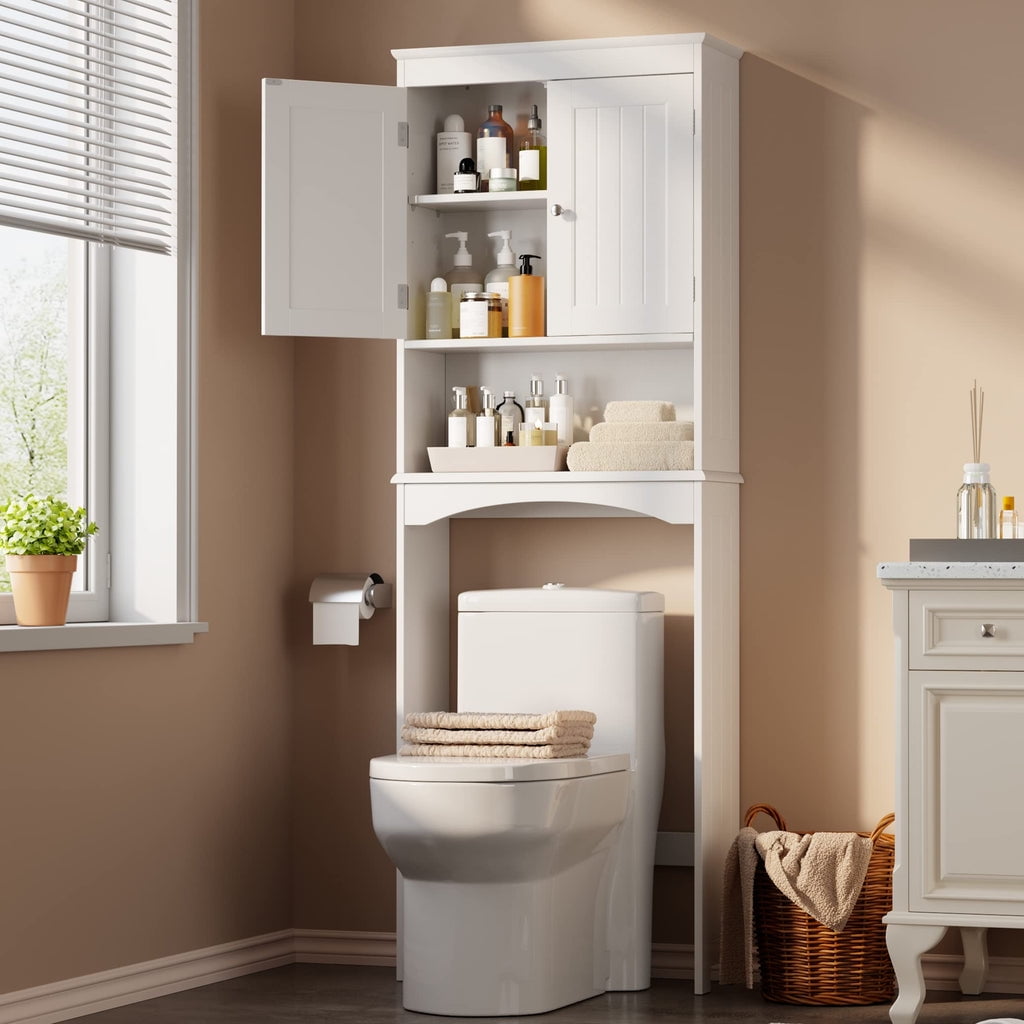 Aiho Over The Toilet Storage Cabinet, Bathroom Shelf Over Toilet, Bathroom Storage Cabinet Organizer - White - Image 2